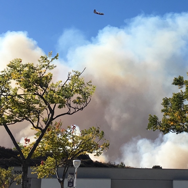 Picture taken by CCS teacher, Mrs. Solomon, as the previous school she worked at in California was being evacuated and planes were dropping fire retardant.