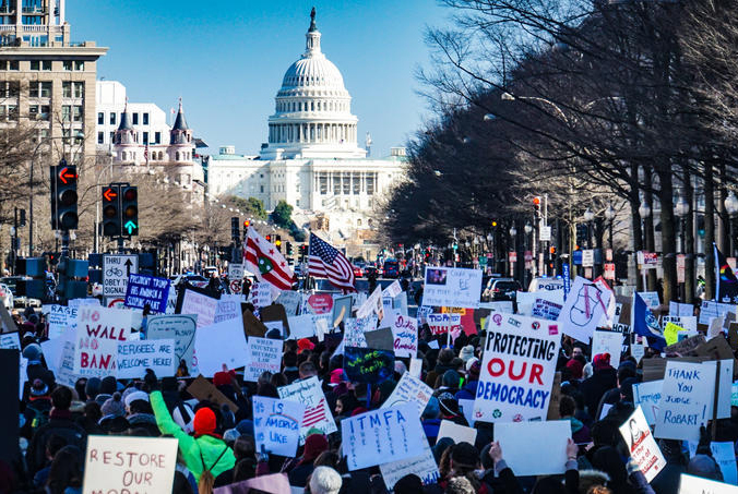 Citizens gather in downtown Washington D.C., to protest outside of the Capitol Building. Thousands from across the country gathered for a