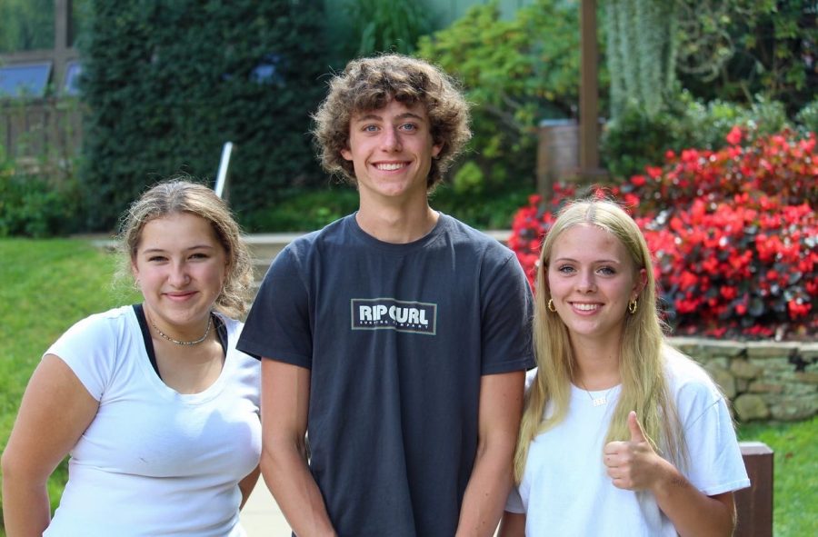 From left, sophomores Gianna, Brooks, and Amelia enjoy their free time and hang out with each other and friends around the Sippin’ Shoppe. They enjoyed their second year at high school Windy Gap.