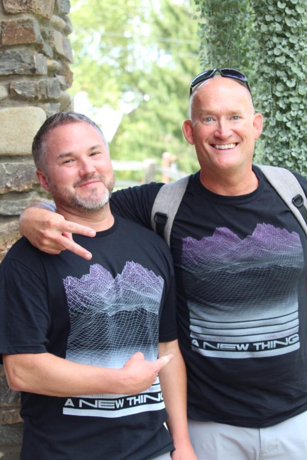 Guidance counselors Mr. Kessler and Mr. Gwilt posing outside of the Sippin Shoppe, ready for a picture. Mr. Kessler had been to Windy Gap many times before with our school, whereas the trip was Mr. Gwilts first with Carmel.