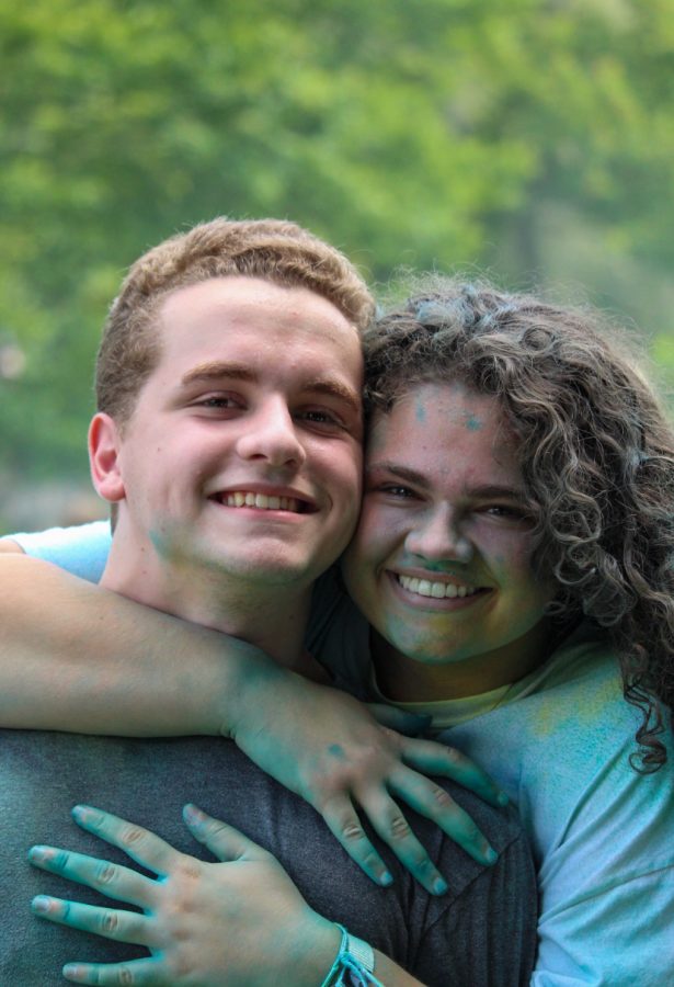 Senior Hailey Martens embraces senior Noah Reynolds after the 2022 Windy Gap color wars. The couple became close during their freshman year  and have been together since.